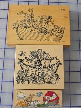 Wooden Animal Ark Mixed Media Art Stamps - Neutral Wood